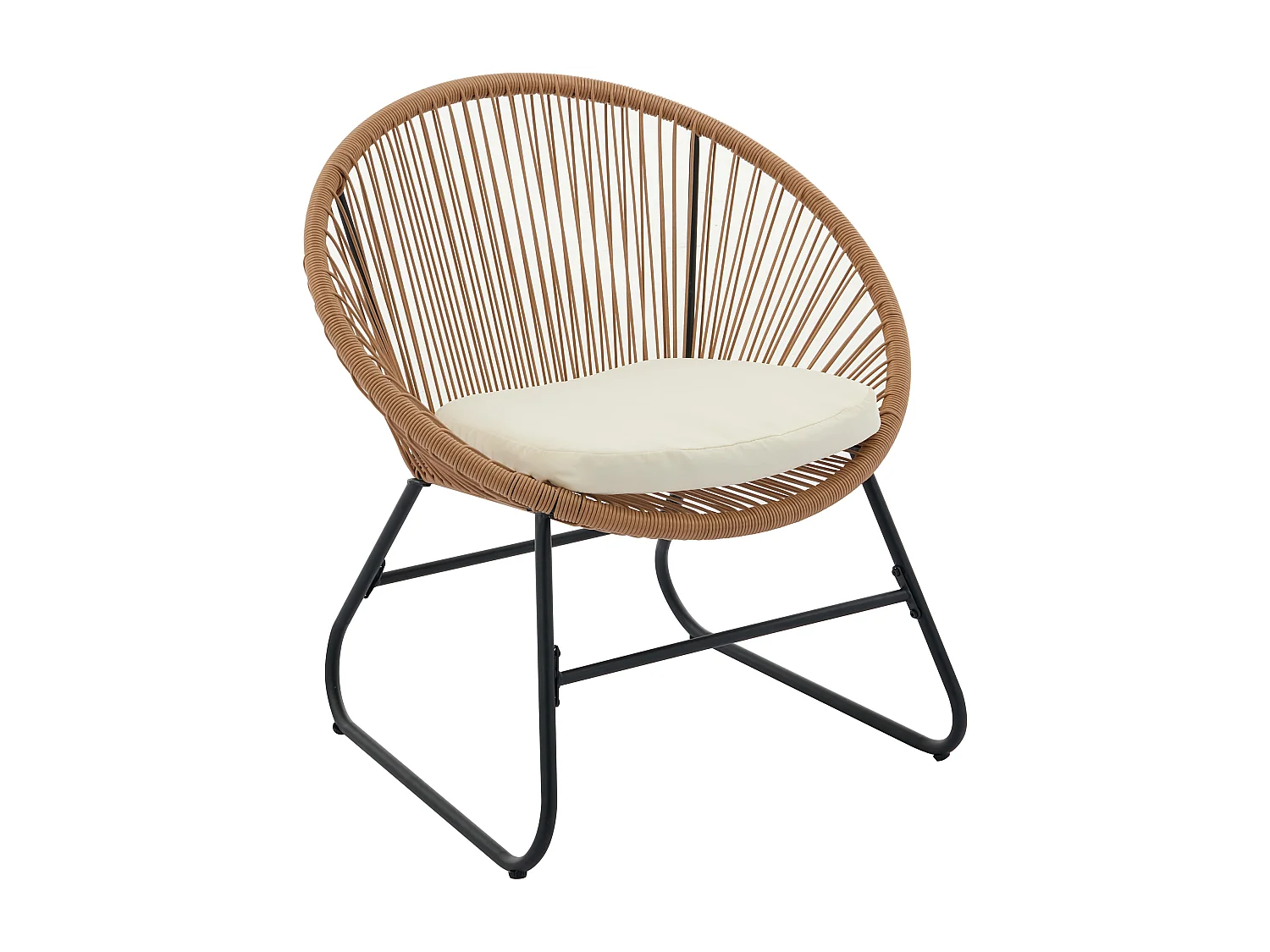 Garten Sitzgruppe aus Polyrattan: 2 Sessel & 1 Tisch - Holzfarben hell - PISALE von MYLIA