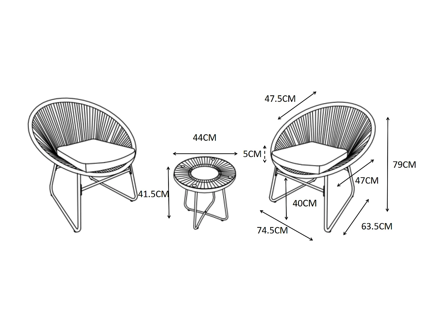 Salon de jardin en résine tressée : 2 fauteuils et une table basse - Naturel clair - PISALE de MYLIA