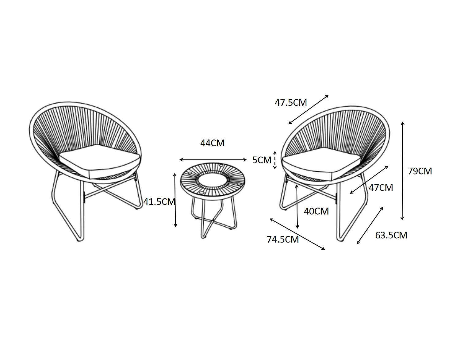 Salon de jardin en résine tressée : 2 fauteuils et une table basse - Naturel clair - PISALE de MYLIA
