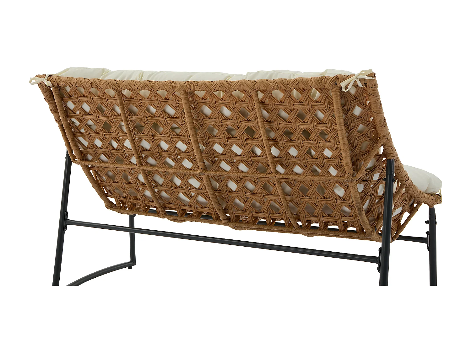 Garten-Sitzgruppe: Sofa 2-Sitzer, 2 Sessel & Tisch - Polyrattan - Holzfarben hell - JONAH von MYLIA