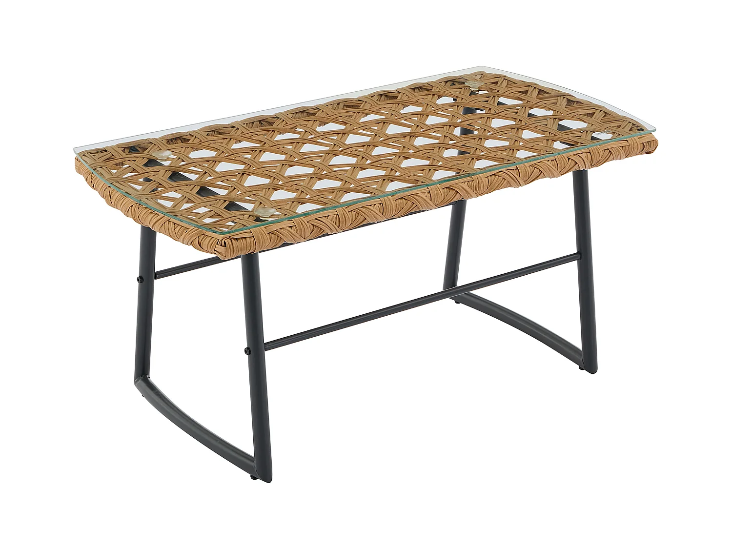 Salon de jardin en résine tressée : 1 canapé 2 places, 2 fauteuils et une table basse - Naturel clair - JONAH de MYLIA