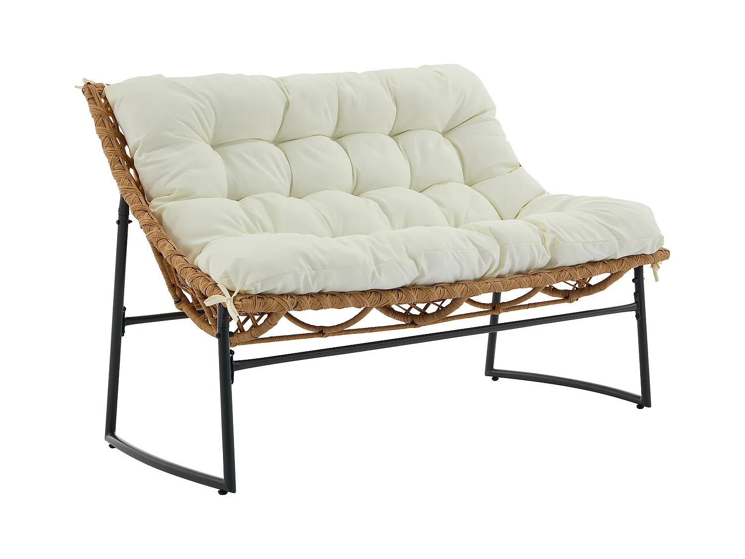 Salon de jardin en résine tressée : 1 canapé 2 places, 2 fauteuils et une table basse - Naturel clair - JONAH de MYLIA