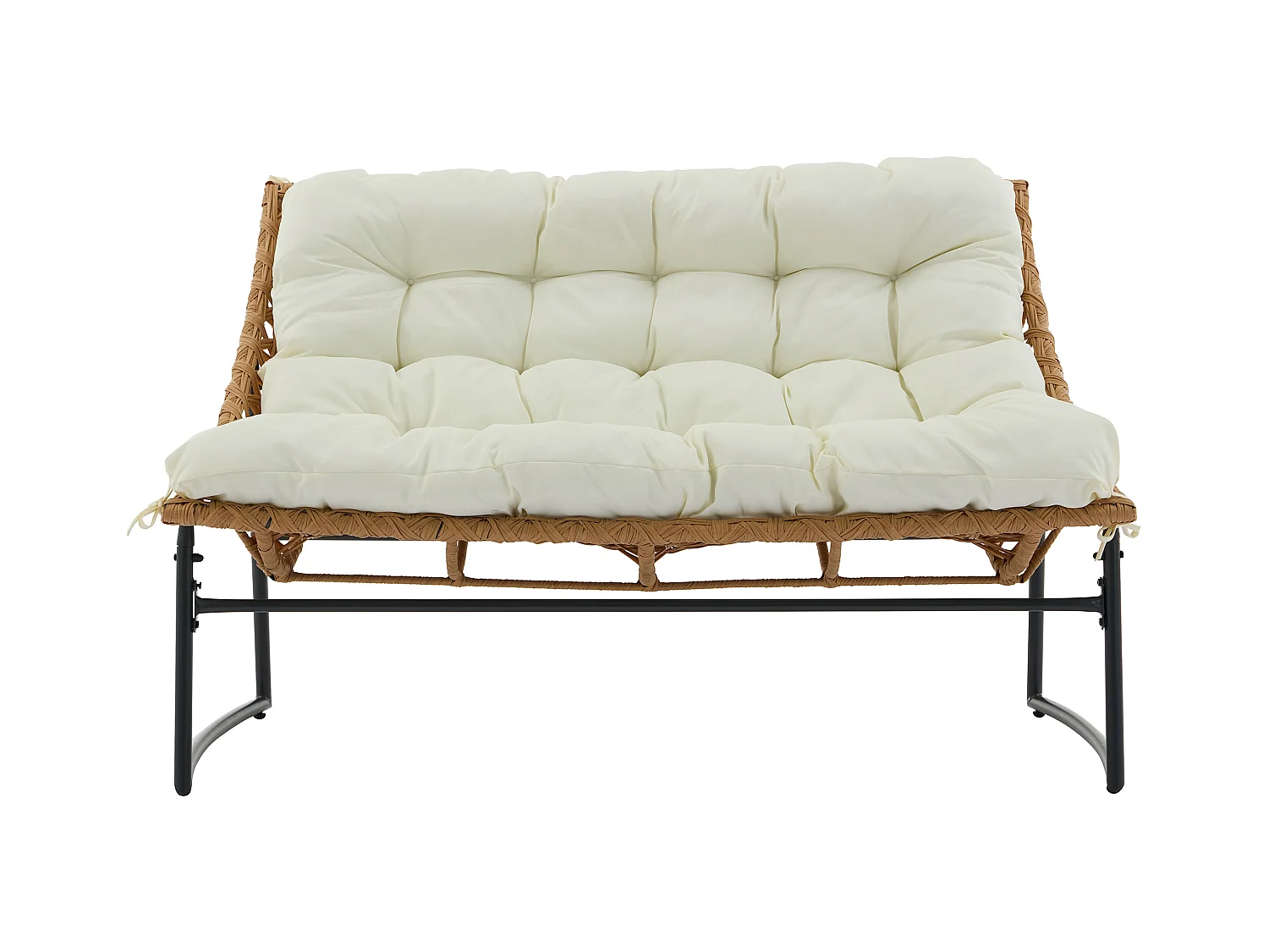 Salon de jardin en résine tressée : 1 canapé 2 places, 2 fauteuils et une table basse - Naturel clair - JONAH de MYLIA