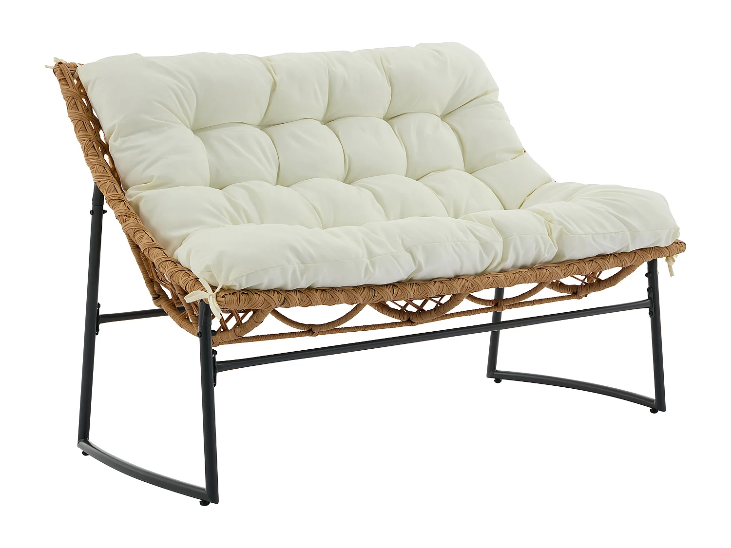 Salon de jardin en résine tressée : 1 canapé 2 places, 2 fauteuils et une table basse - Naturel clair - JONAH de MYLIA