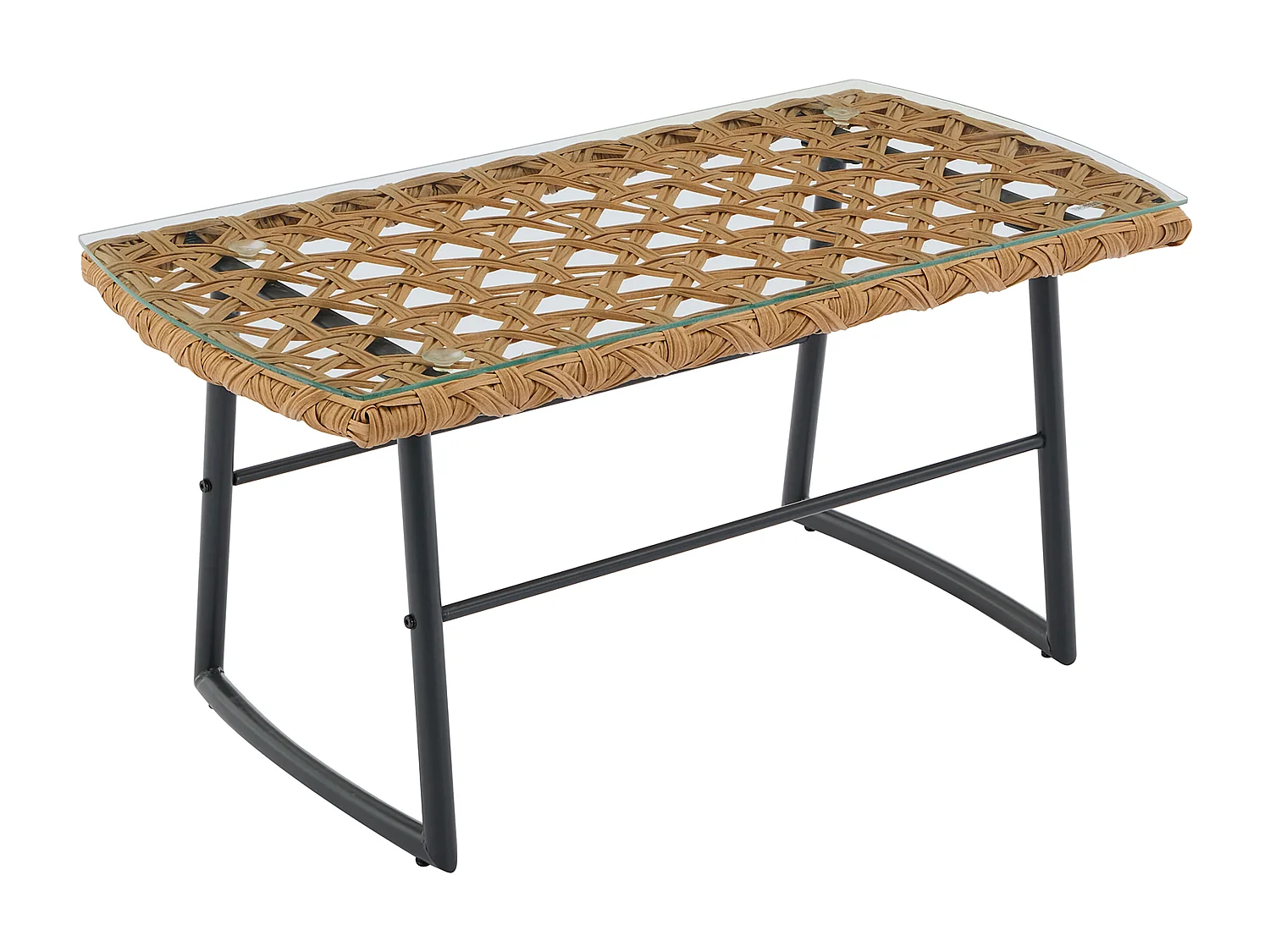 Salon de jardin en résine tressée : 1 canapé 2 places, 2 fauteuils et une table basse - Naturel clair - JONAH de MYLIA