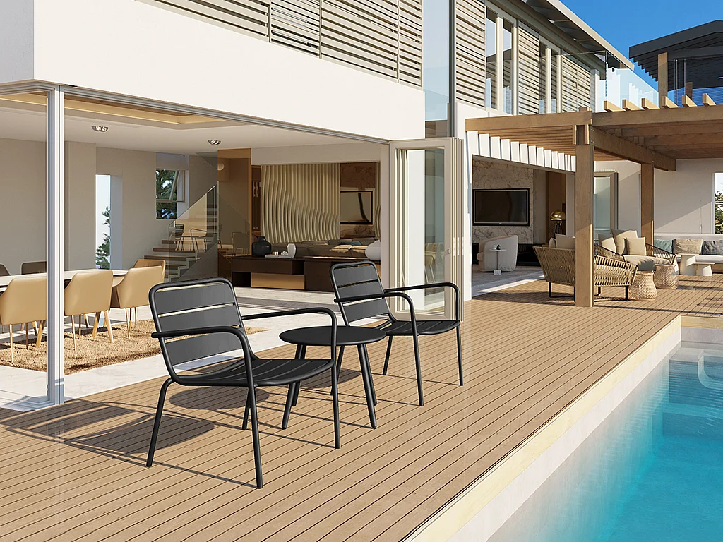 Mesa de apoio de jardim em metal redonda preto - MIRMANDE de MYLIA