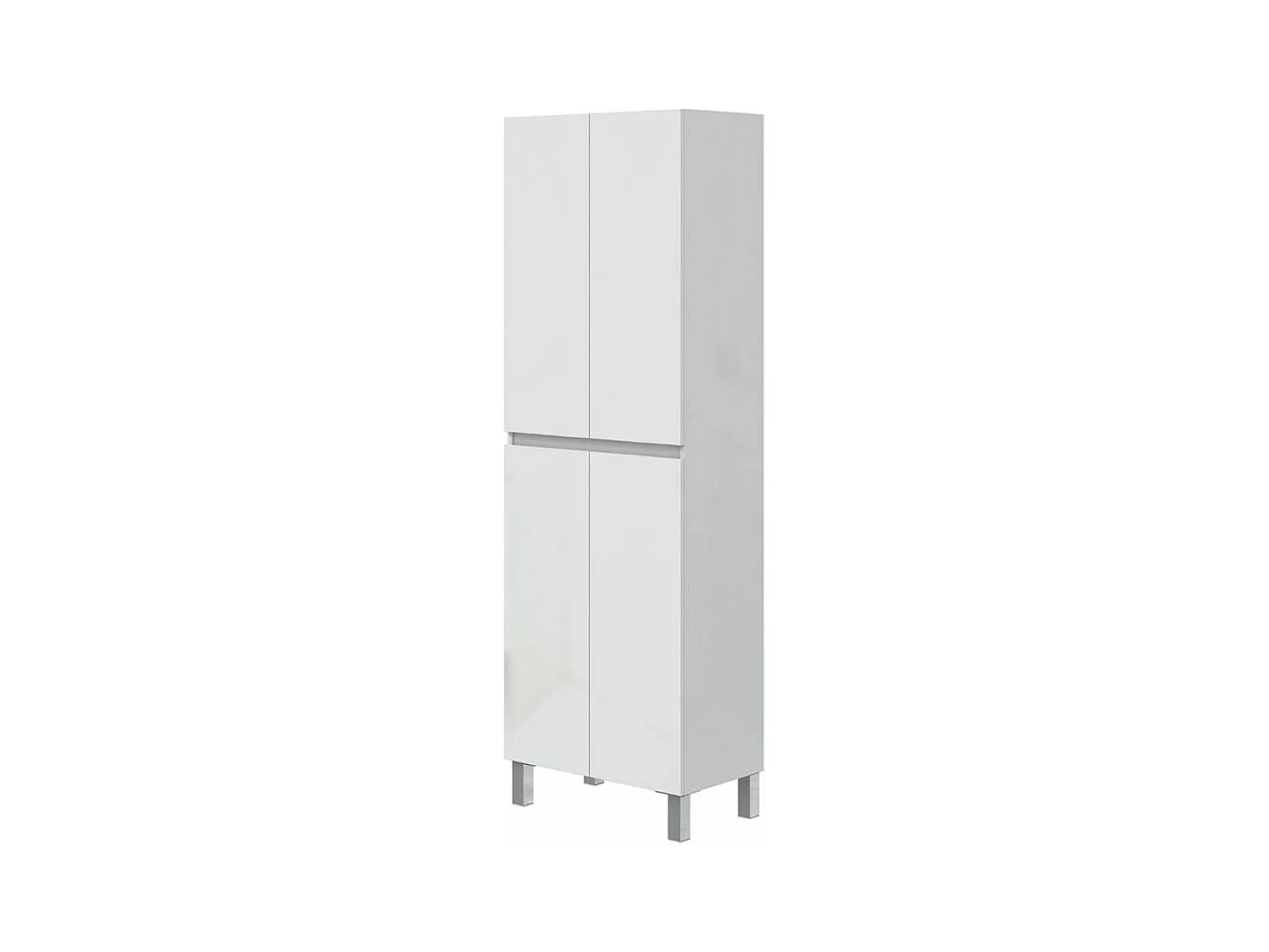 Colonne de salle de bain avec 4 portes sans poignée coloris blanc - Longueur 60 x Profondeur 35 x Hauteur 182 cm