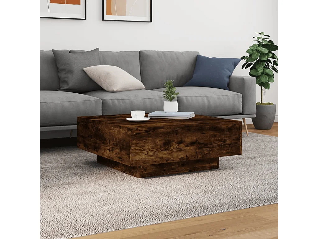 Couchtisch mit LED-Leuchten Räuchereiche 80x80x31 cm