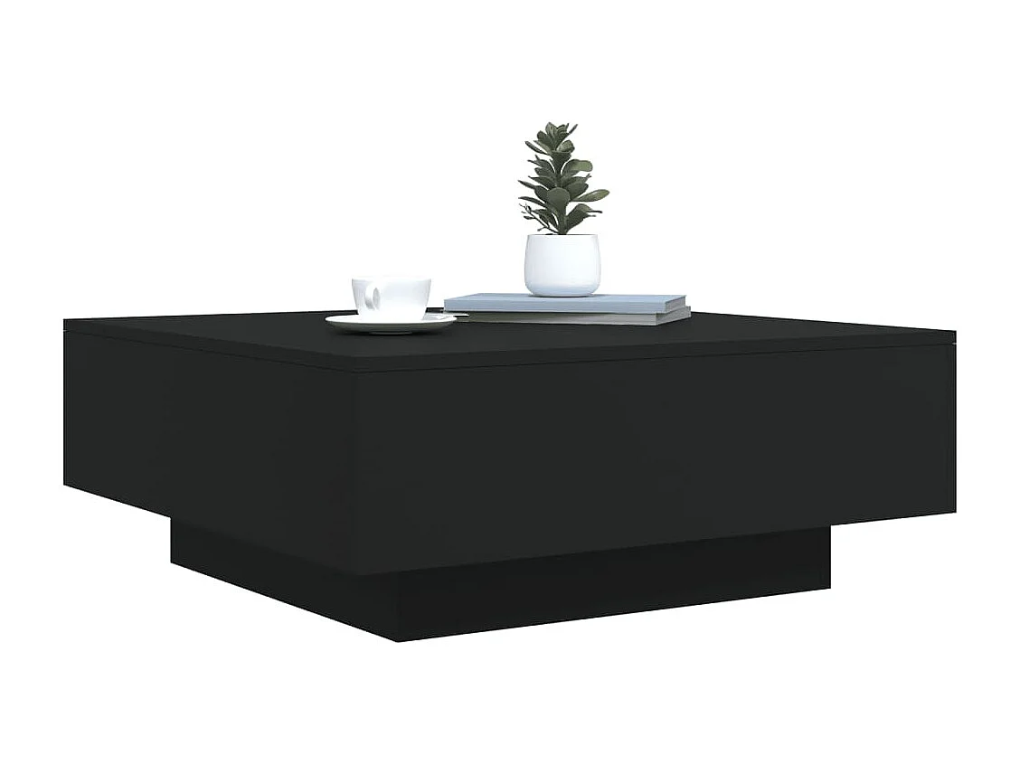 Table basse avec lumières LED noir 80x80x31 cm