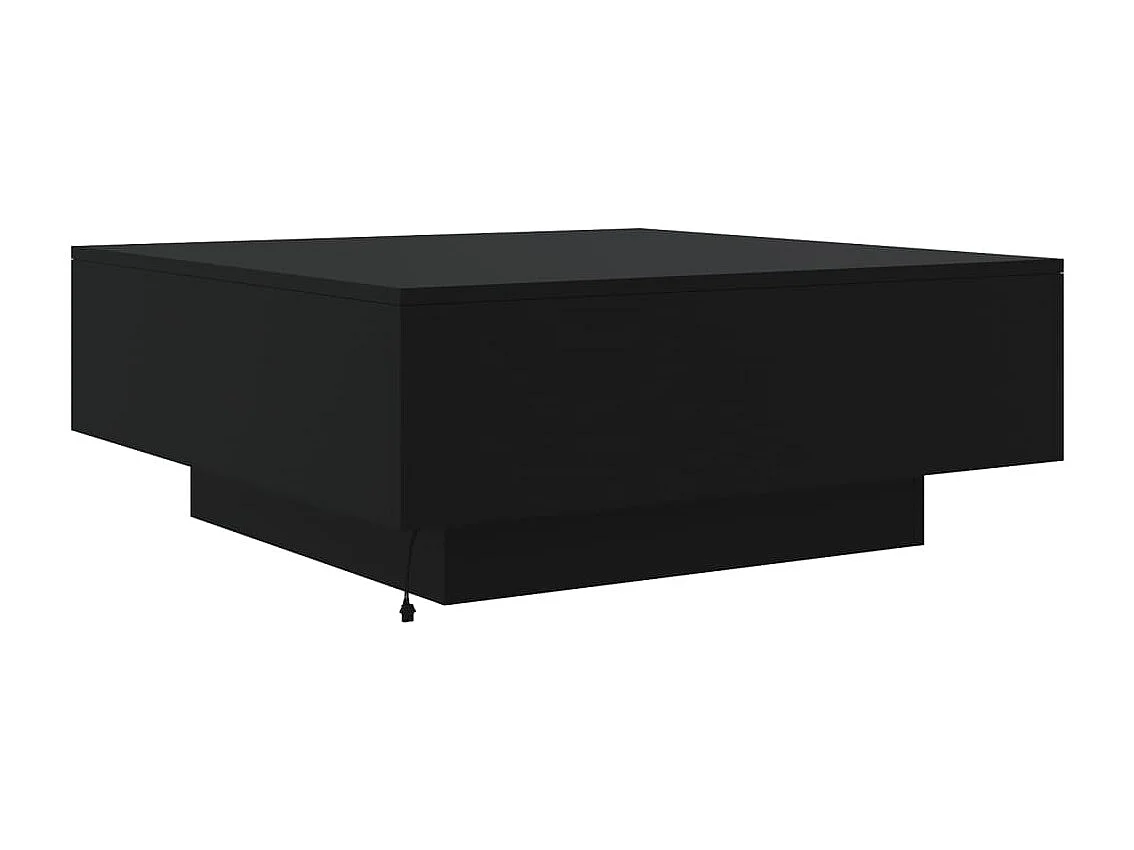 Table basse avec lumières LED noir 80x80x31 cm