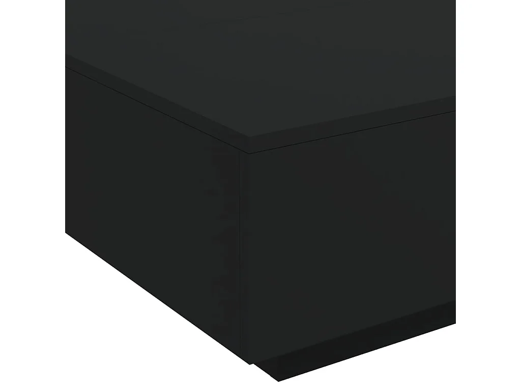 Table basse avec lumières LED noir 80x80x31 cm