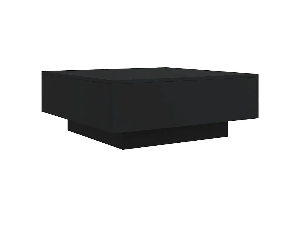 Table basse avec lumières LED noir 80x80x31 cm