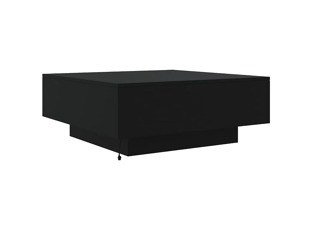Table basse avec lumières LED noir 80x80x31 cm