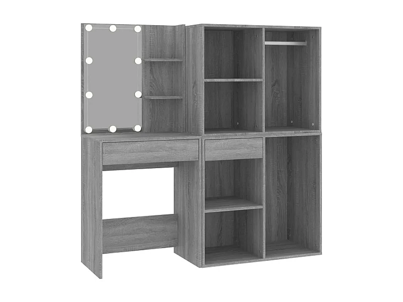 Toeletta di design a LED con armadietti 60 x 40 x 140 cm legno composito grigio 02_0006323