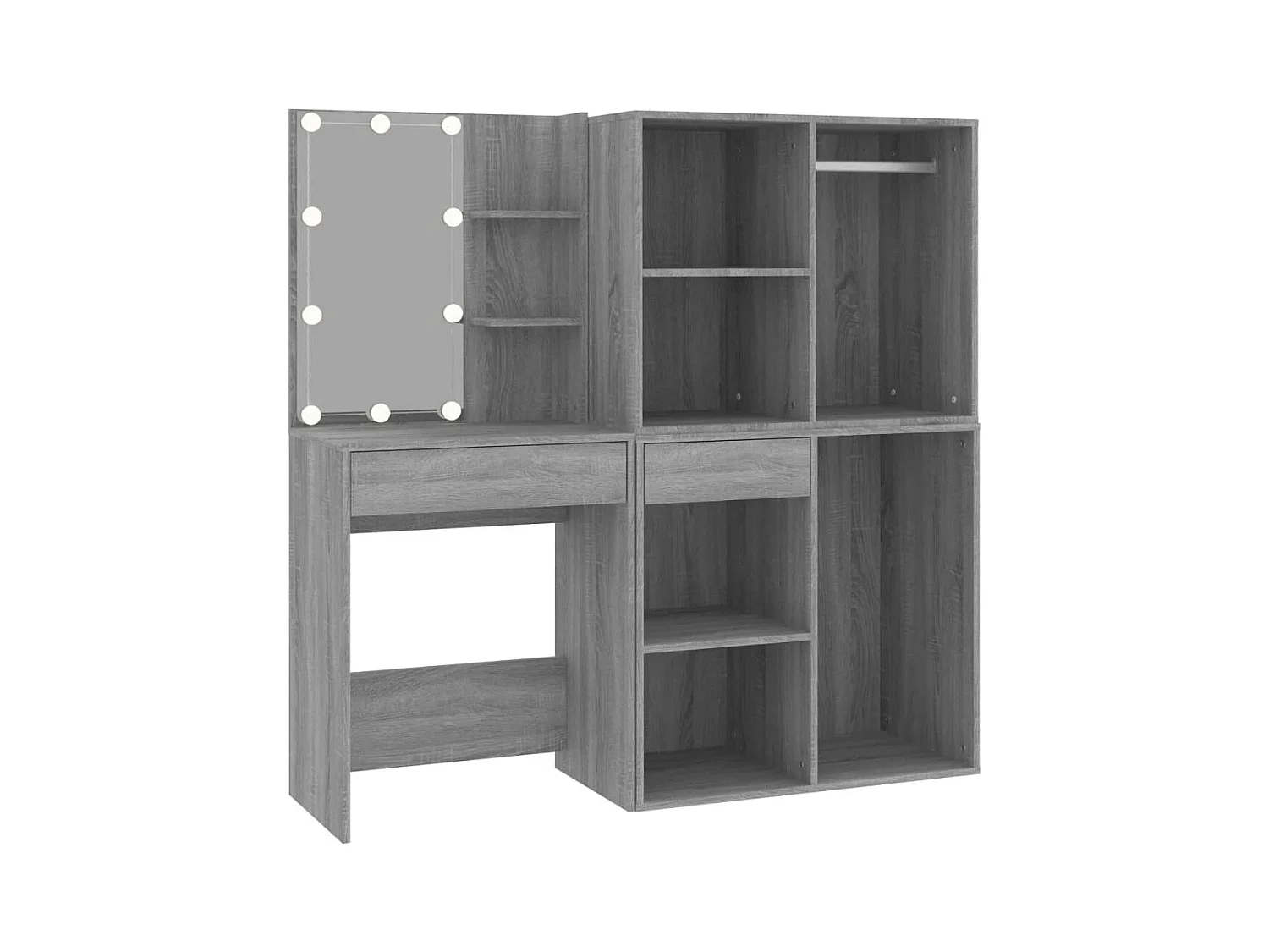 Toeletta di design a LED con armadietti 60 x 40 x 140 cm legno composito grigio 02_0006323