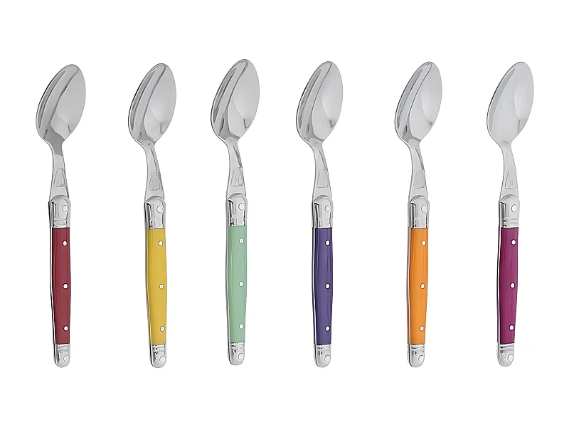 Coffret 6 cuillères à café laguiole irisées assorties