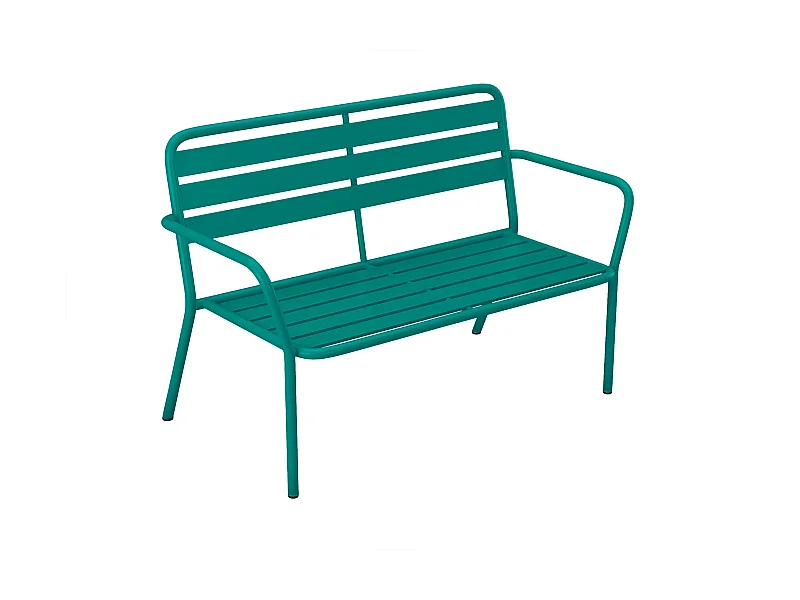 Banc de jardin en métal - Bleu canard - MIRMANDE de MYLIA