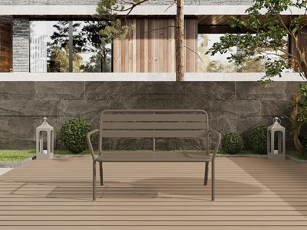 Banc de jardin en métal - Taupe - MIRMANDE de MYLIA