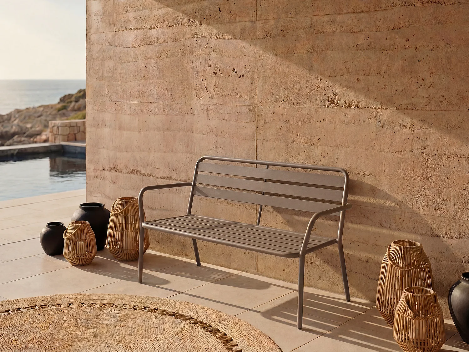 Banc de jardin en métal - Taupe - MIRMANDE de MYLIA