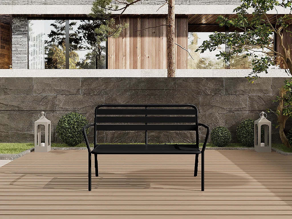 Banc de jardin en métal - Noir - MIRMANDE de MYLIA