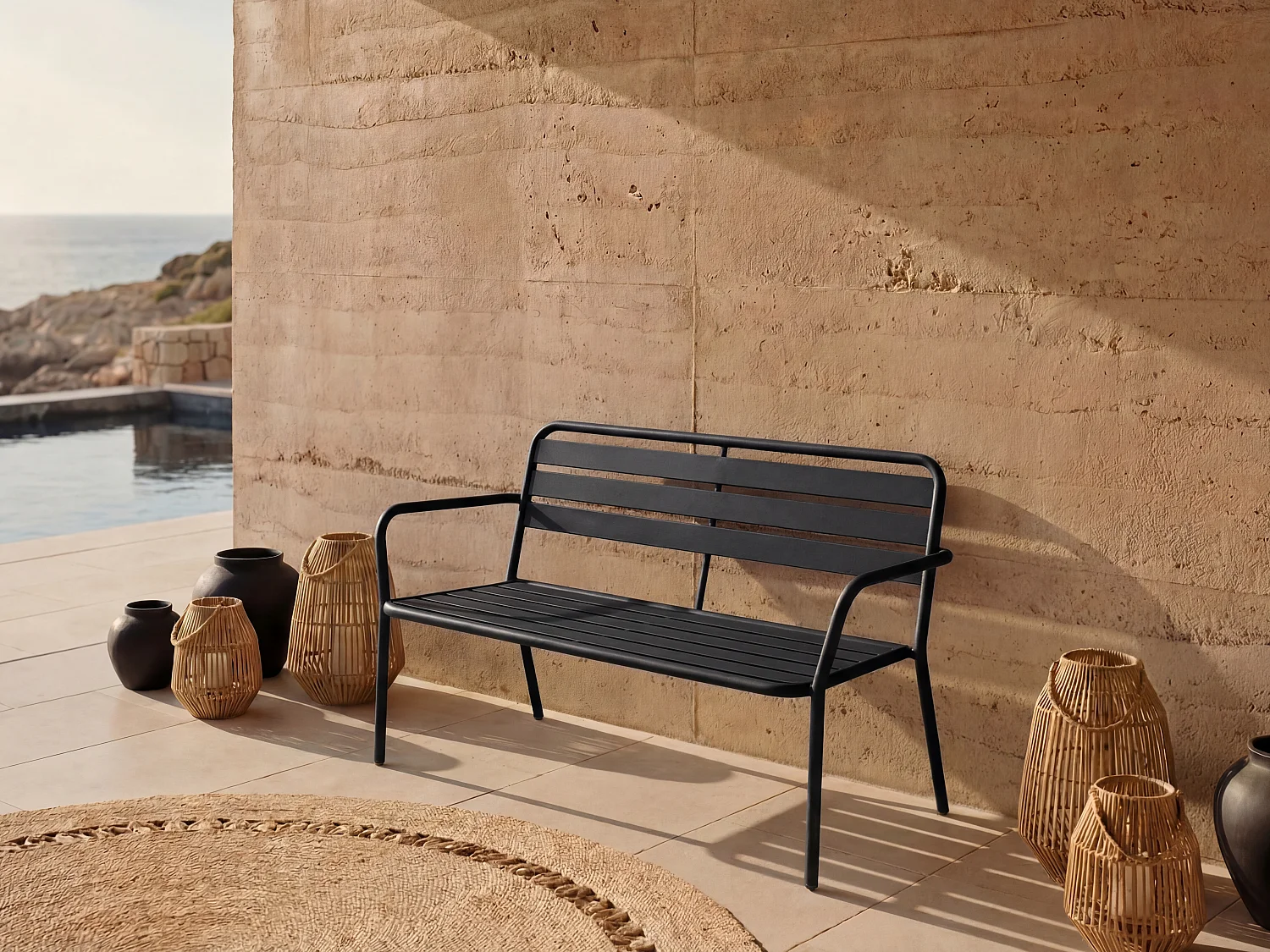 Metal garden bench - Black - MIRMANDE by MYLIA