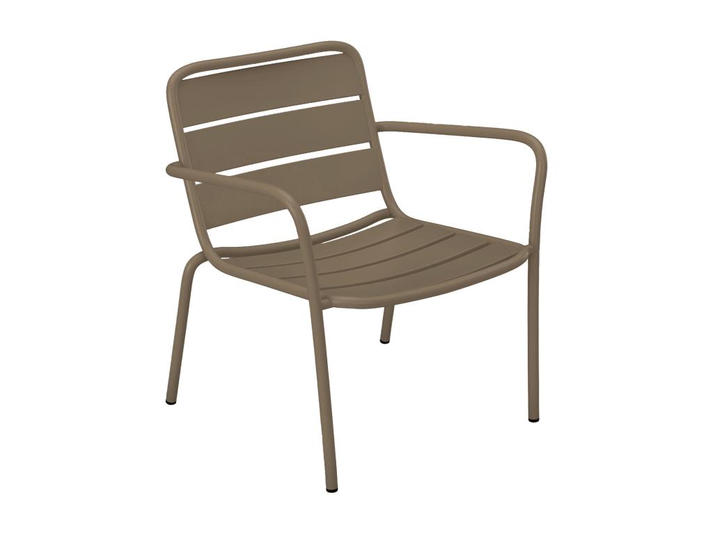 Fauteuil bas de jardin empilable en métal - Taupe - MIRMANDE de MYLIA