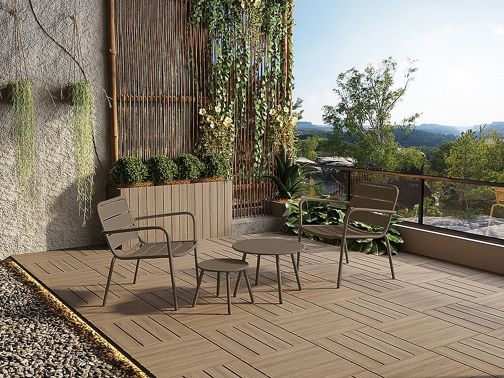 Sillón bajo de jardín apilable de metal - Taupe - MIRMANDE de MYLIA