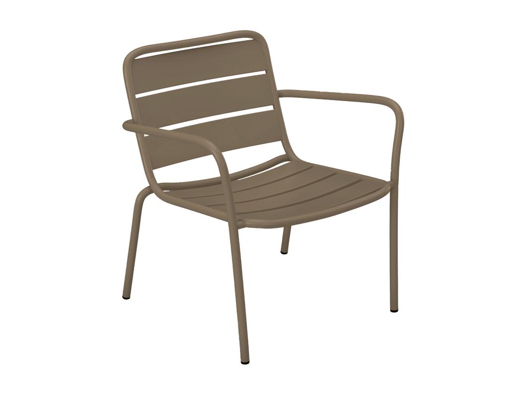 Cadeirão baixo de jardim empilhável em metal taupe - MIRMANDE de MYLIA