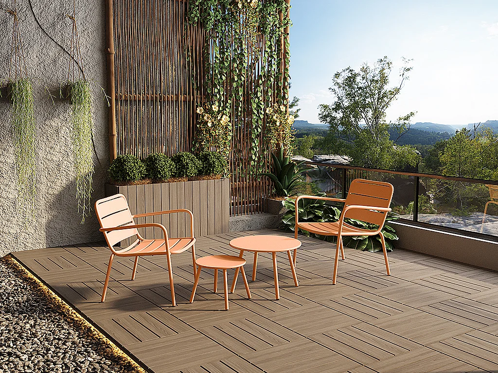 Silla baja de jardín apilable de metal - naranja claro - MIRMANDE de MYLIA