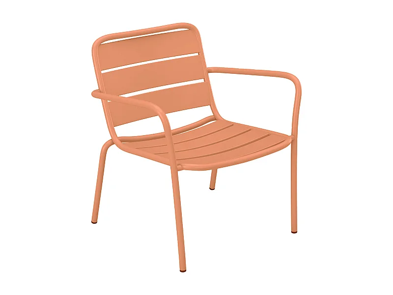 Fauteuil bas de jardin empilable en métal - Orange clair - MIRMANDE de MYLIA