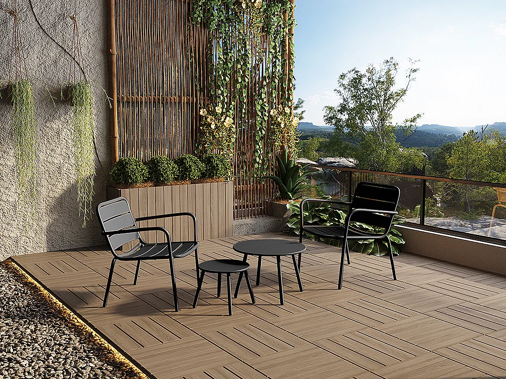 Fauteuil bas de jardin empilable en métal - Noir - MIRMANDE de MYLIA