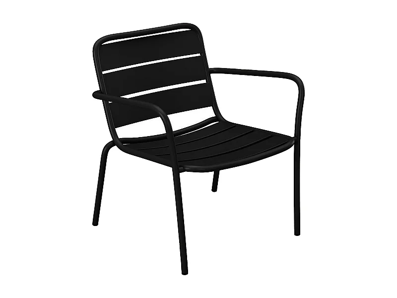 Cadeirão baixo de jardim empilhável em metal preto - MIRMANDE de MYLIA