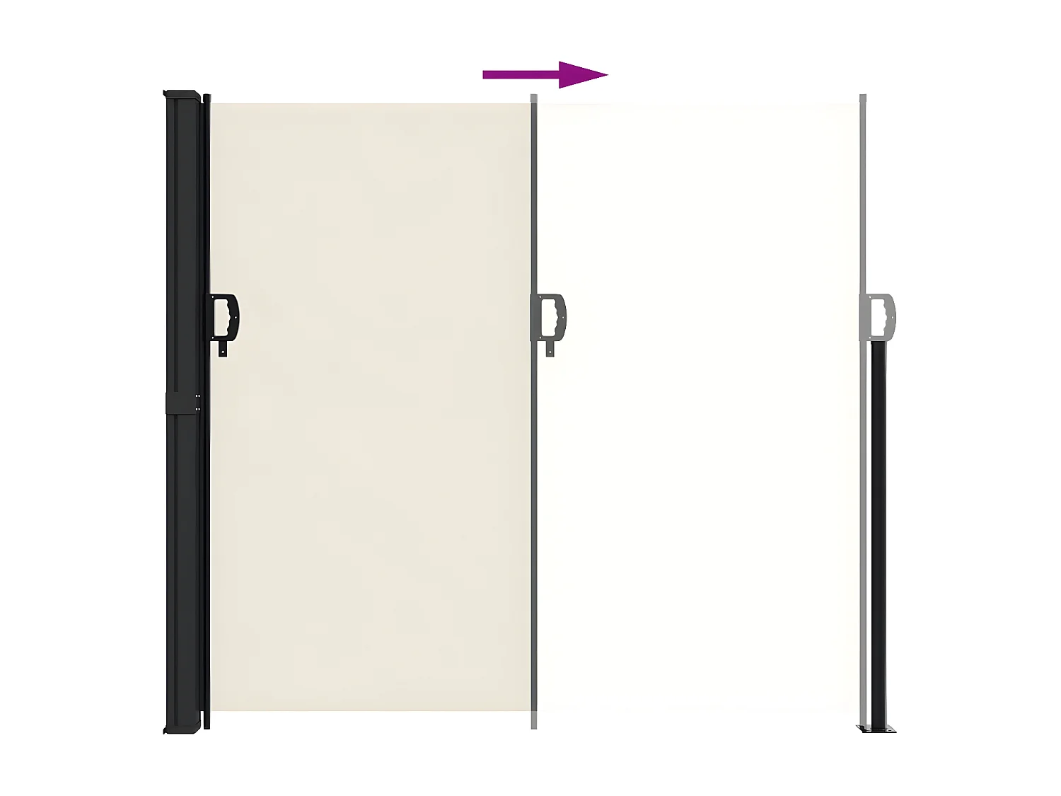 Auvent latéral rétractable crème 180x600 cm