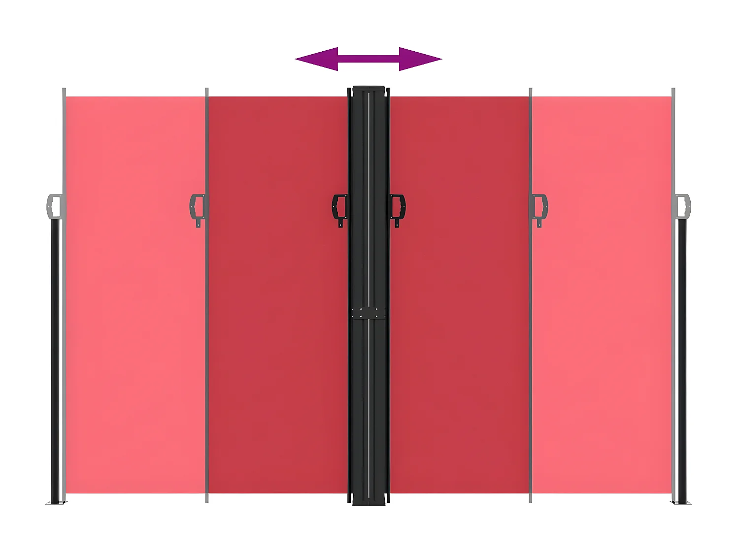 Auvent latéral rétractable rouge 220x600 cm