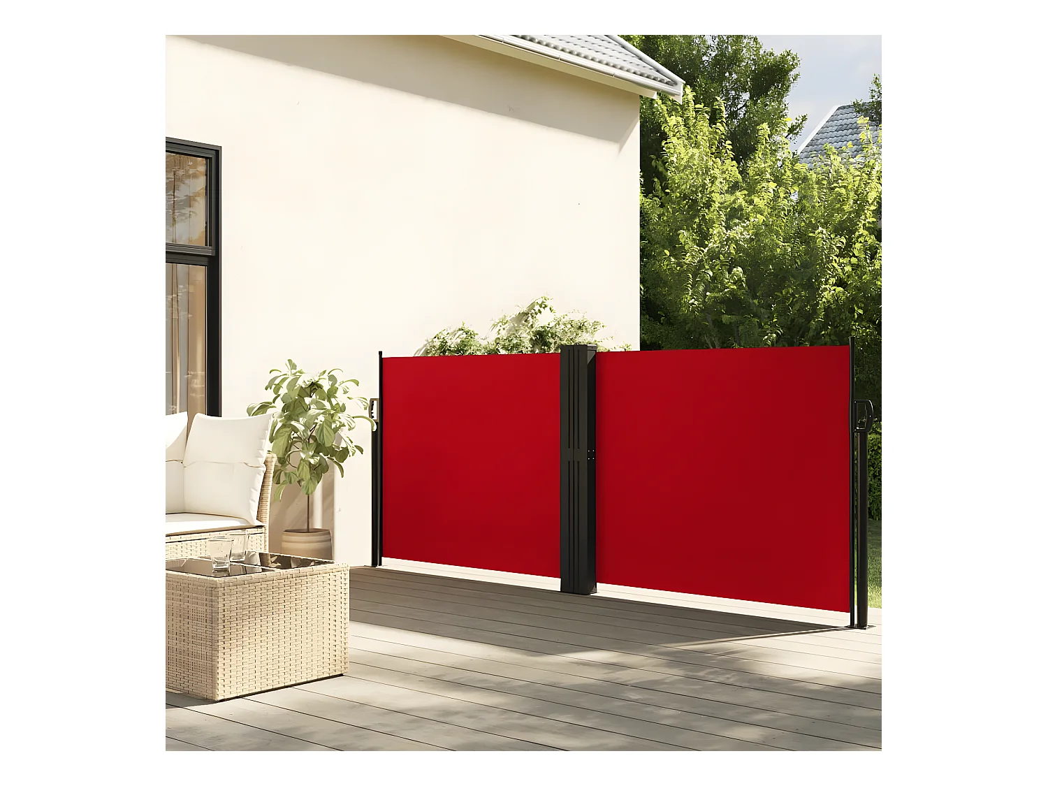 Auvent latéral rétractable rouge 120x600 cm