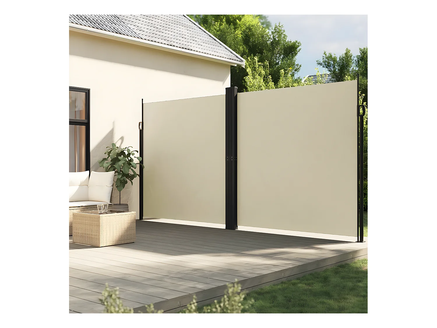 Auvent latéral rétractable crème 220x600 cm