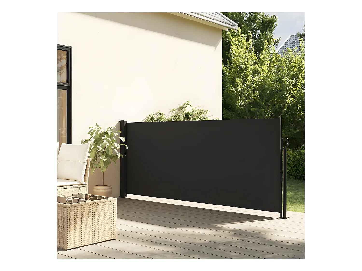 Windscherm uittrekbaar 100x500 cm zwart