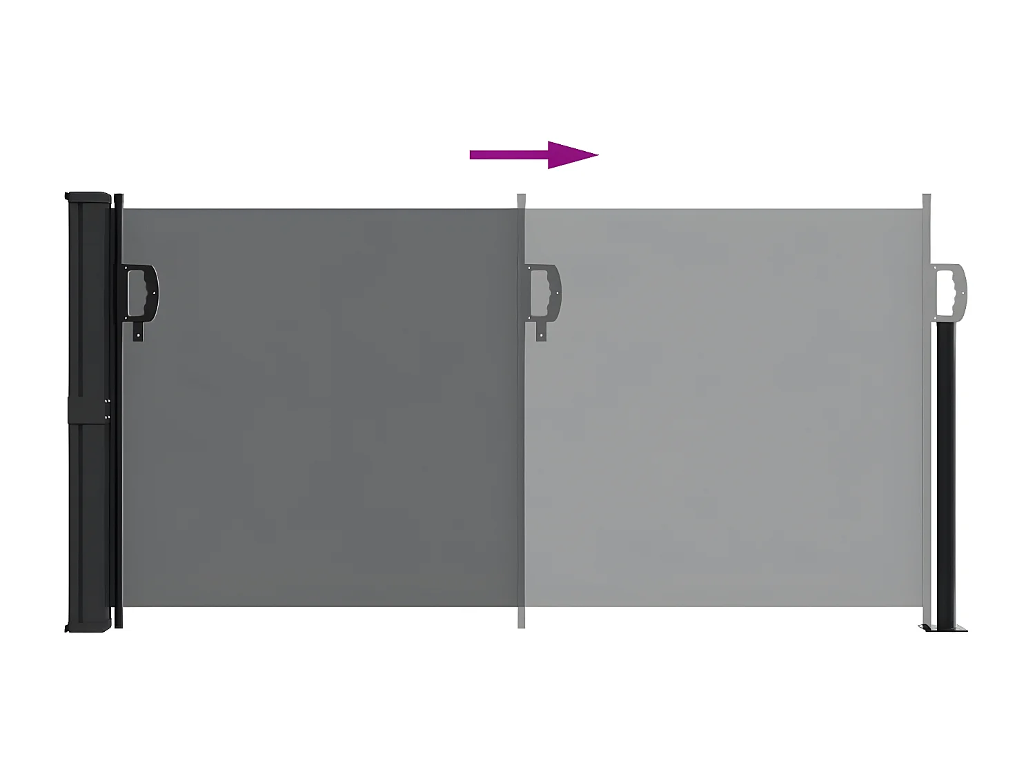 Auvent latéral rétractable noir 100x500 cm