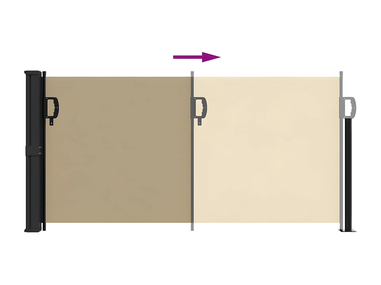 Auvent latéral rétractable beige 100x500 cm