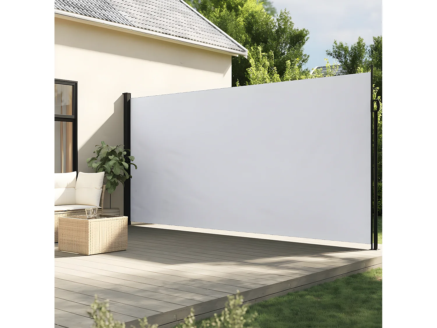 Auvent latéral rétractable blanc 200x600 cm