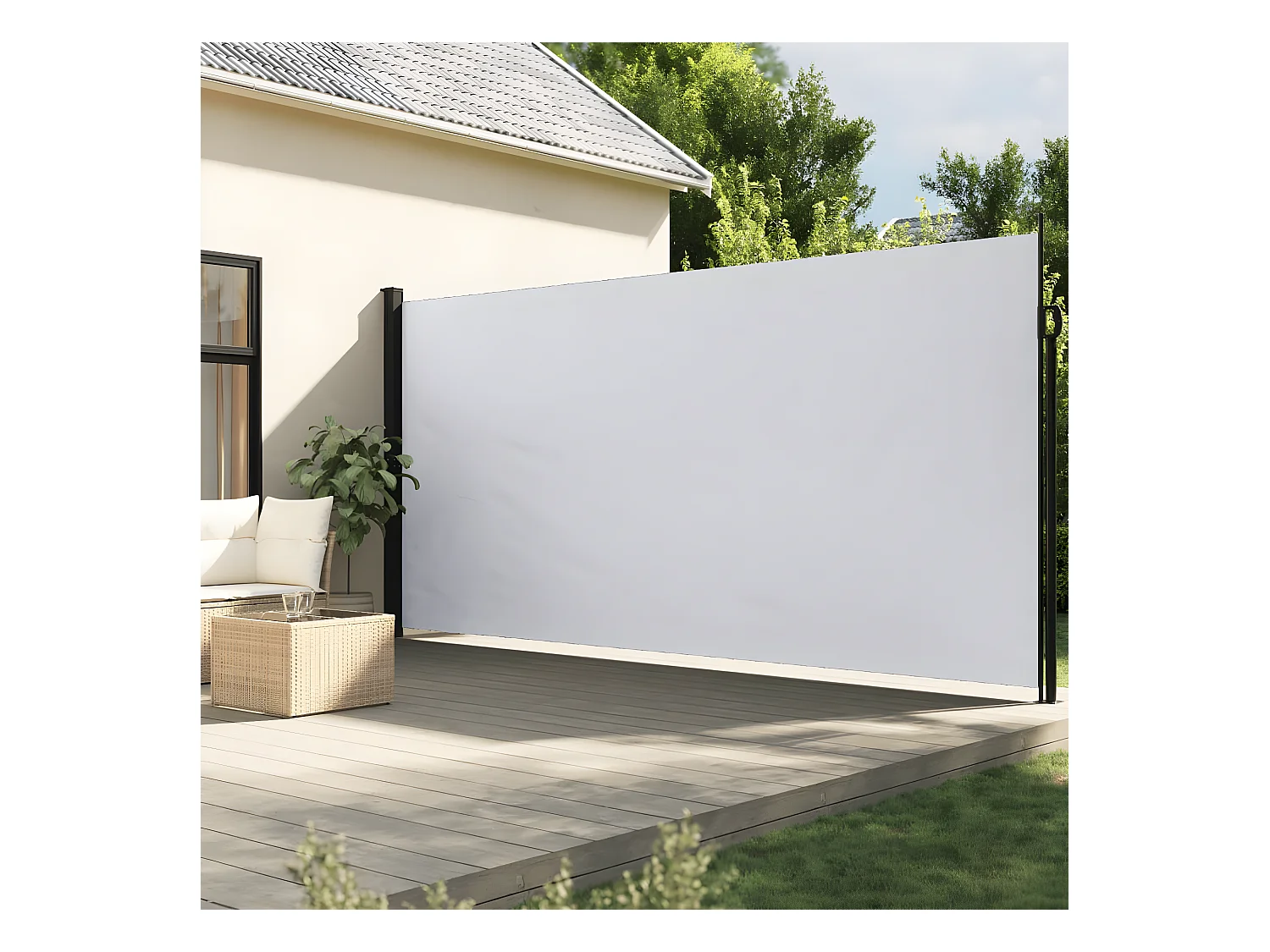 Auvent latéral rétractable blanc 200x600 cm