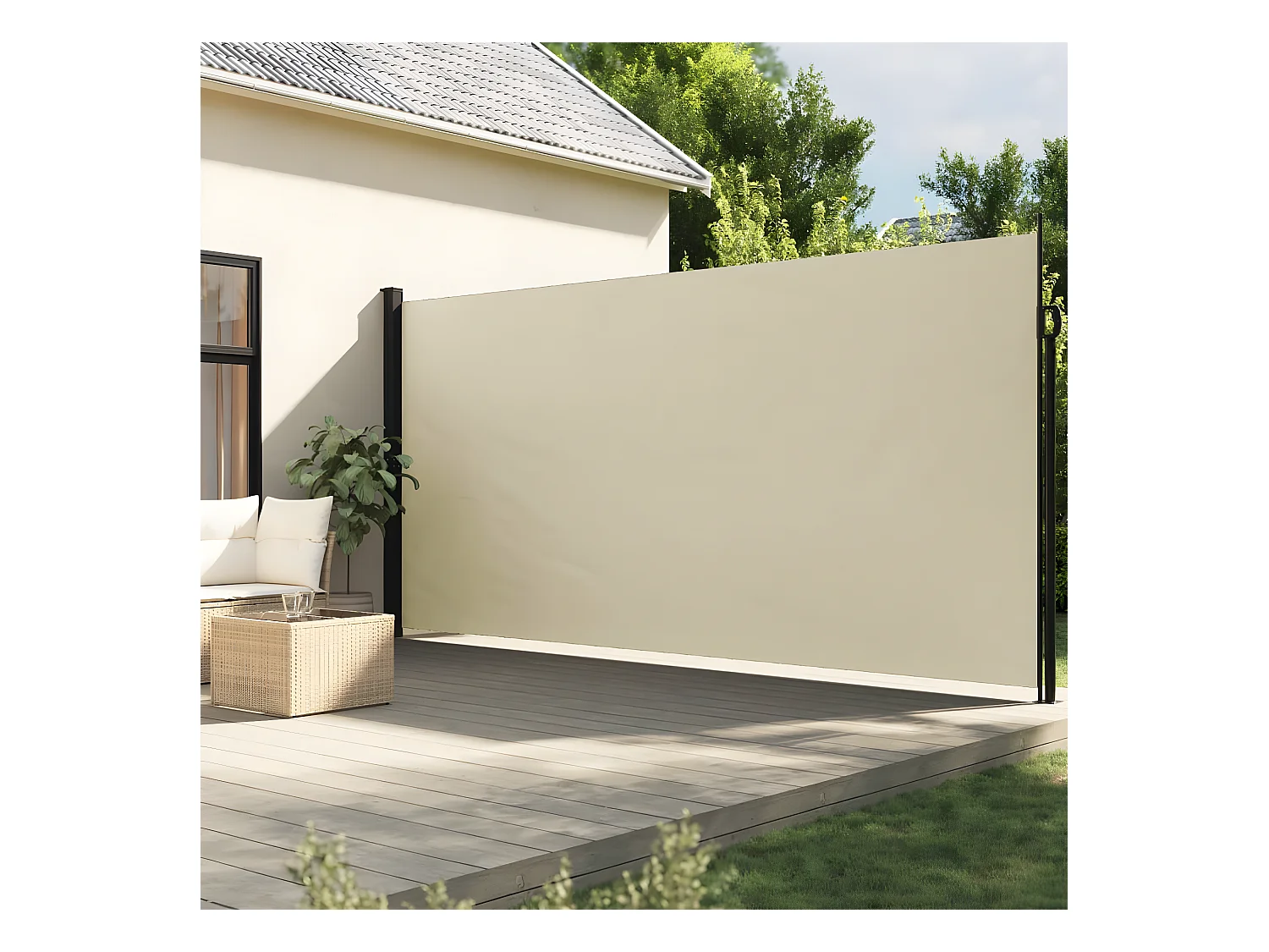 Auvent latéral rétractable crème 200x600 cm