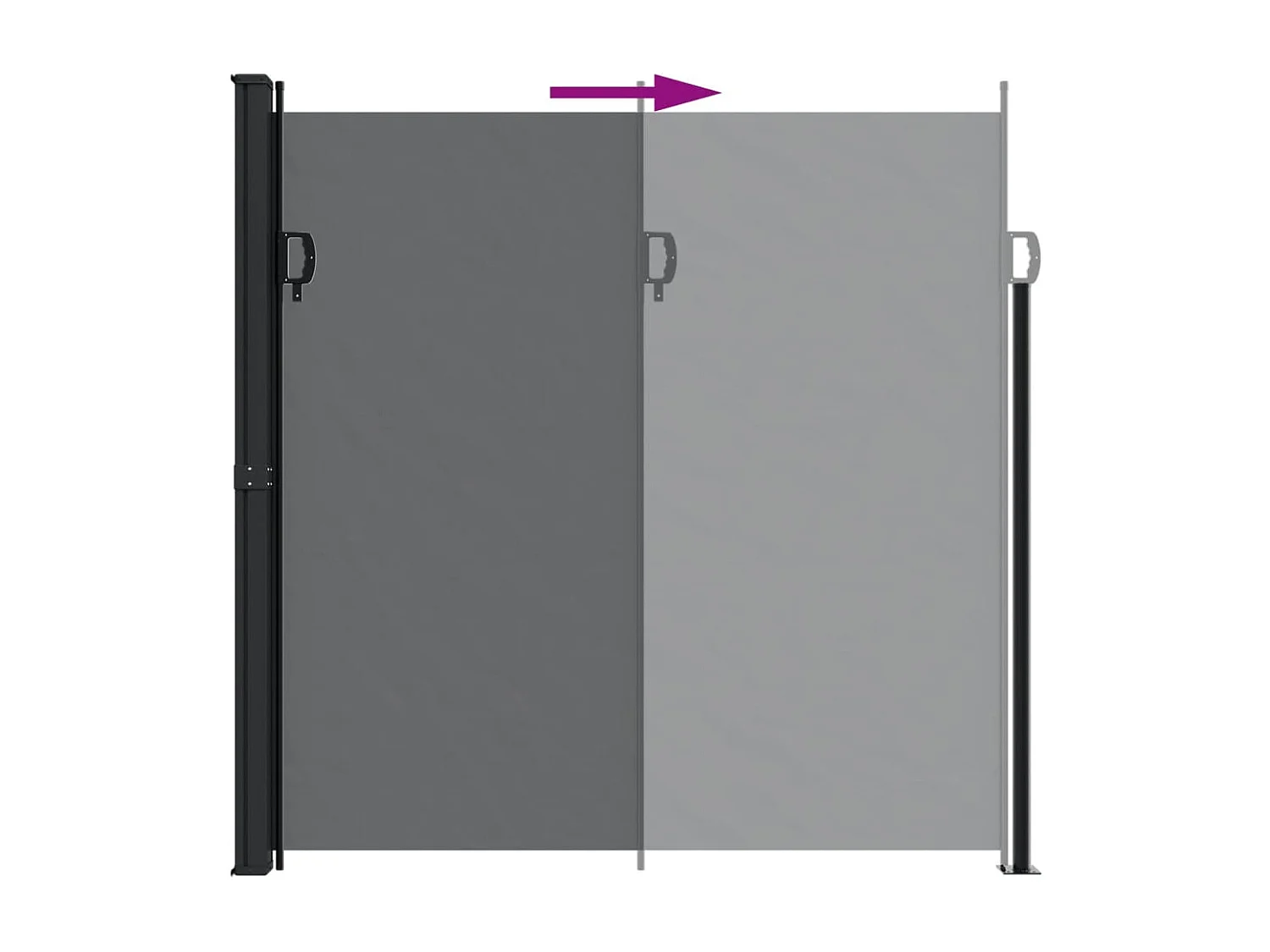 Toldo lateral retráctil negro 200x600 cm