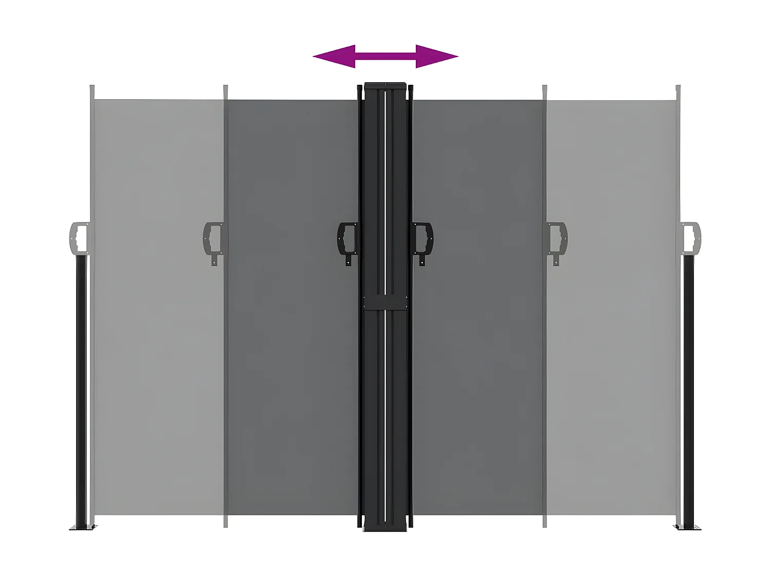 Auvent latéral rétractable noir 180x600 cm