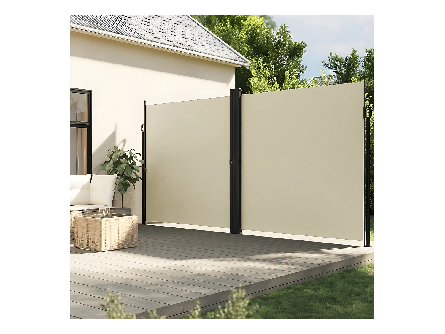 Auvent latéral rétractable crème 220x600 cm