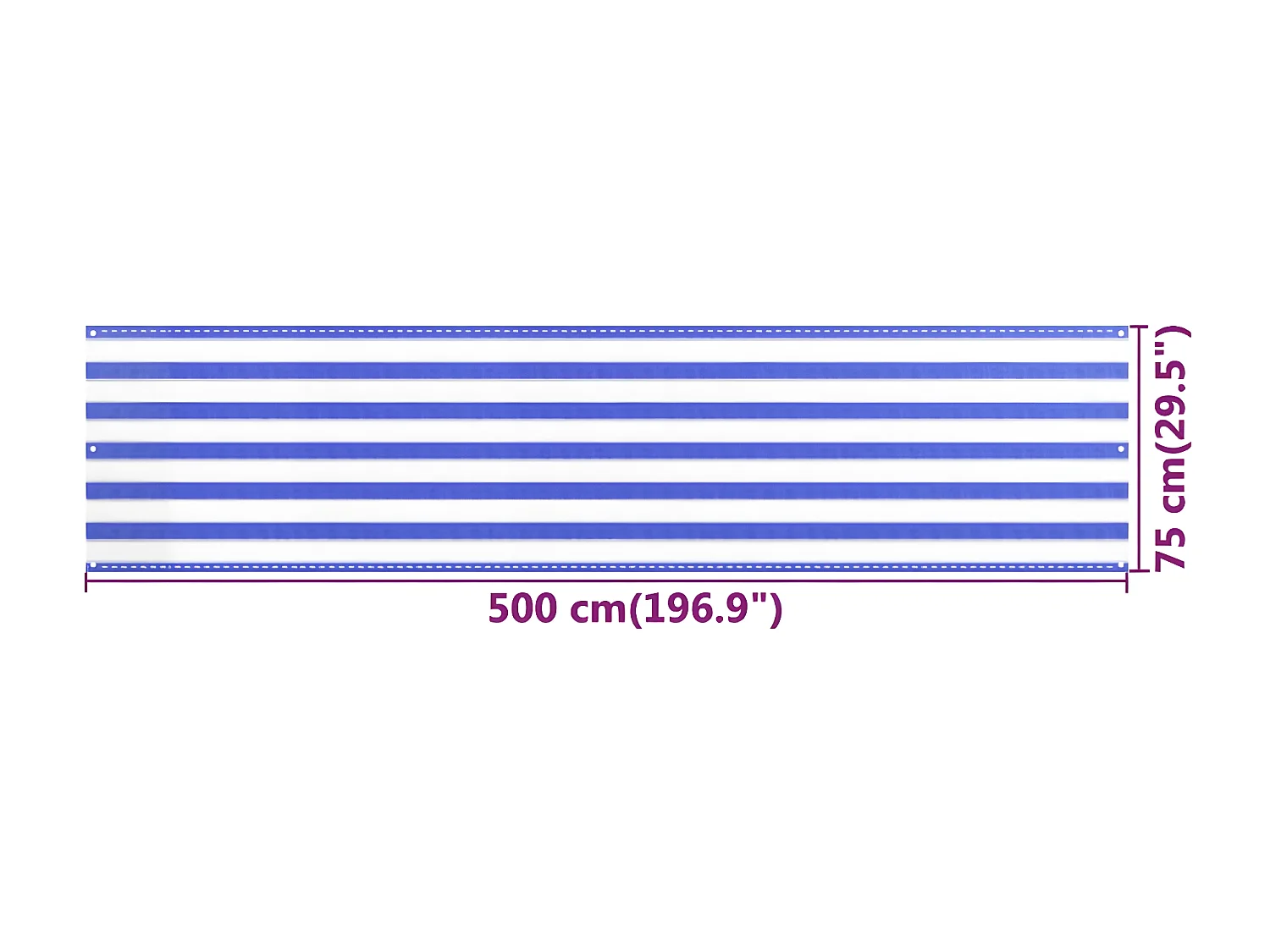 Écran de balcon Bleu et blanc 75x500 cm PEHD