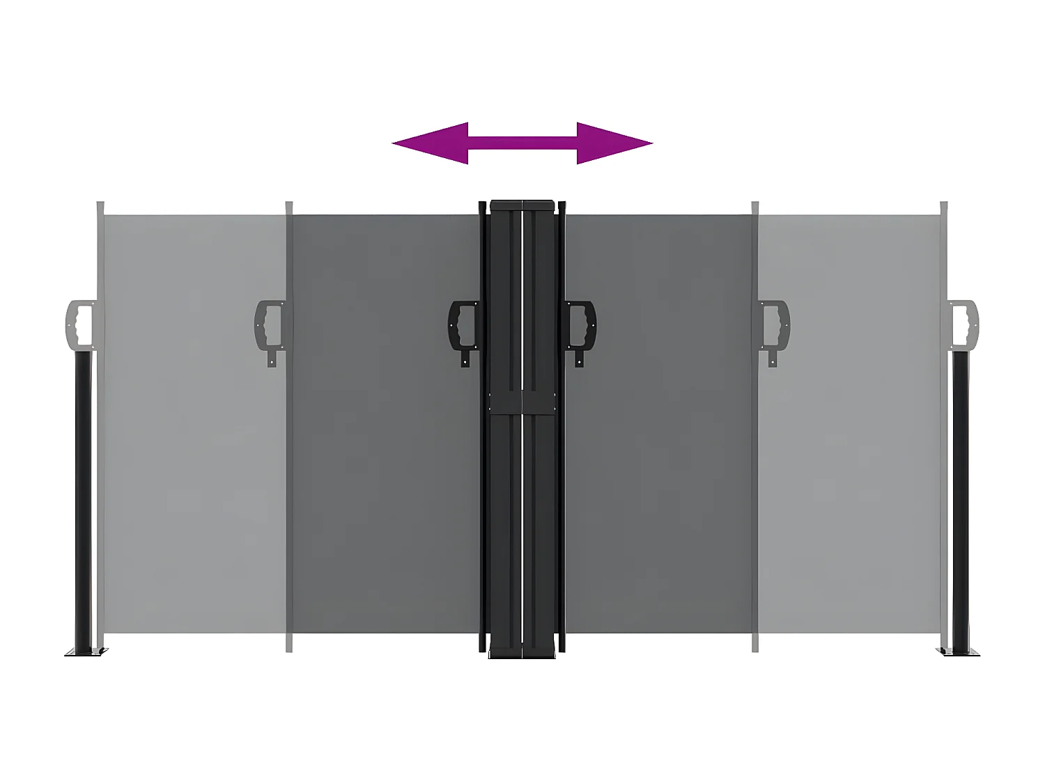 Auvent latéral rétractable noir 120x600 cm