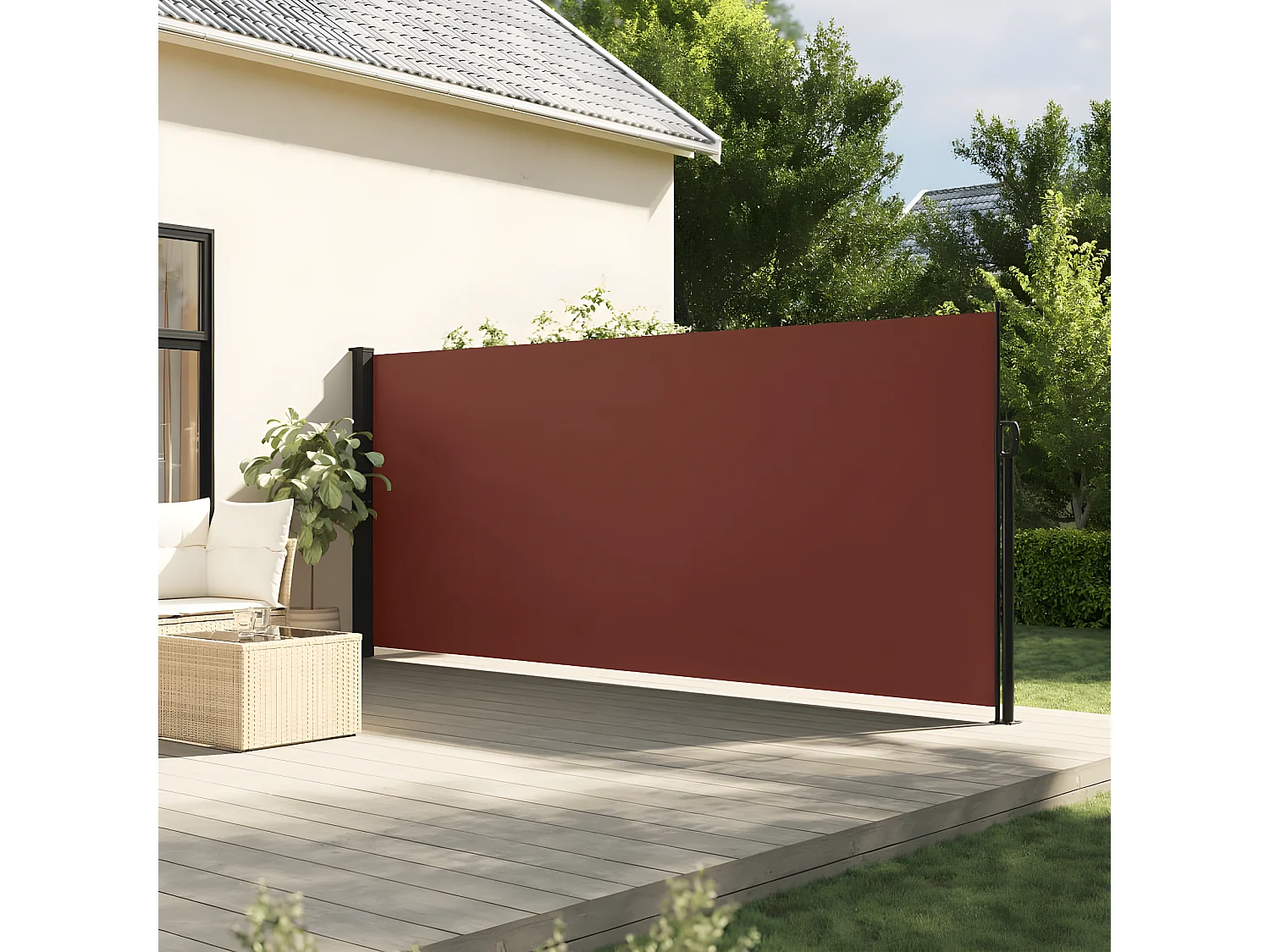 Auvent latéral rétractable marron 180x600 cm