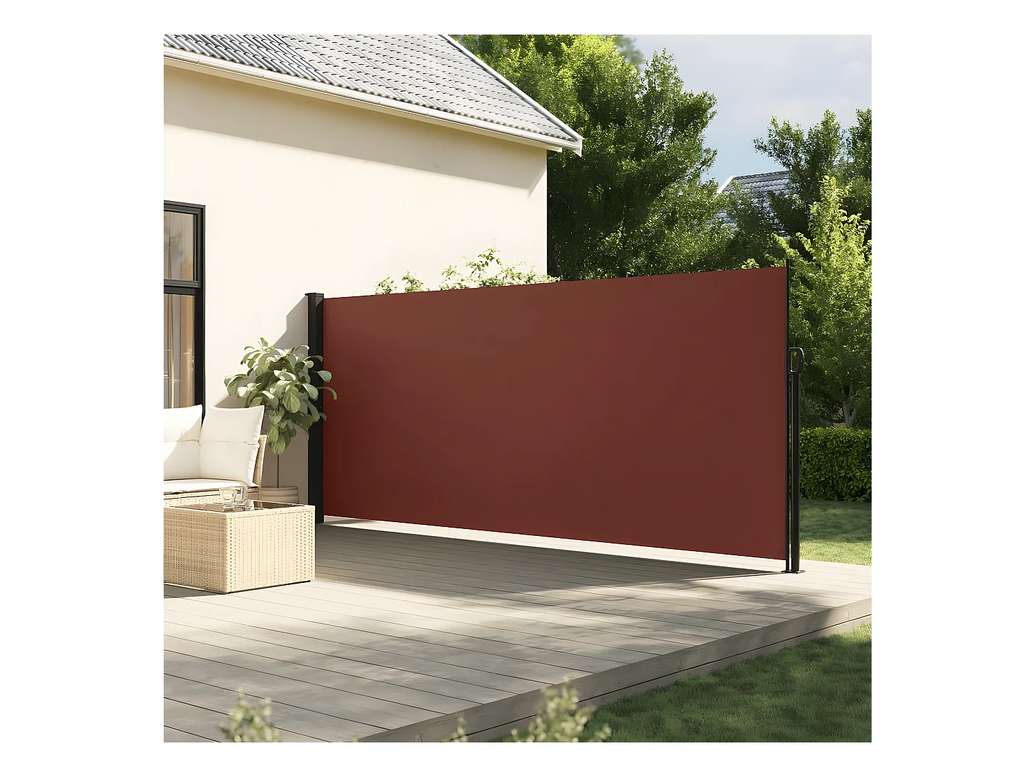 Auvent latéral rétractable marron 180x600 cm