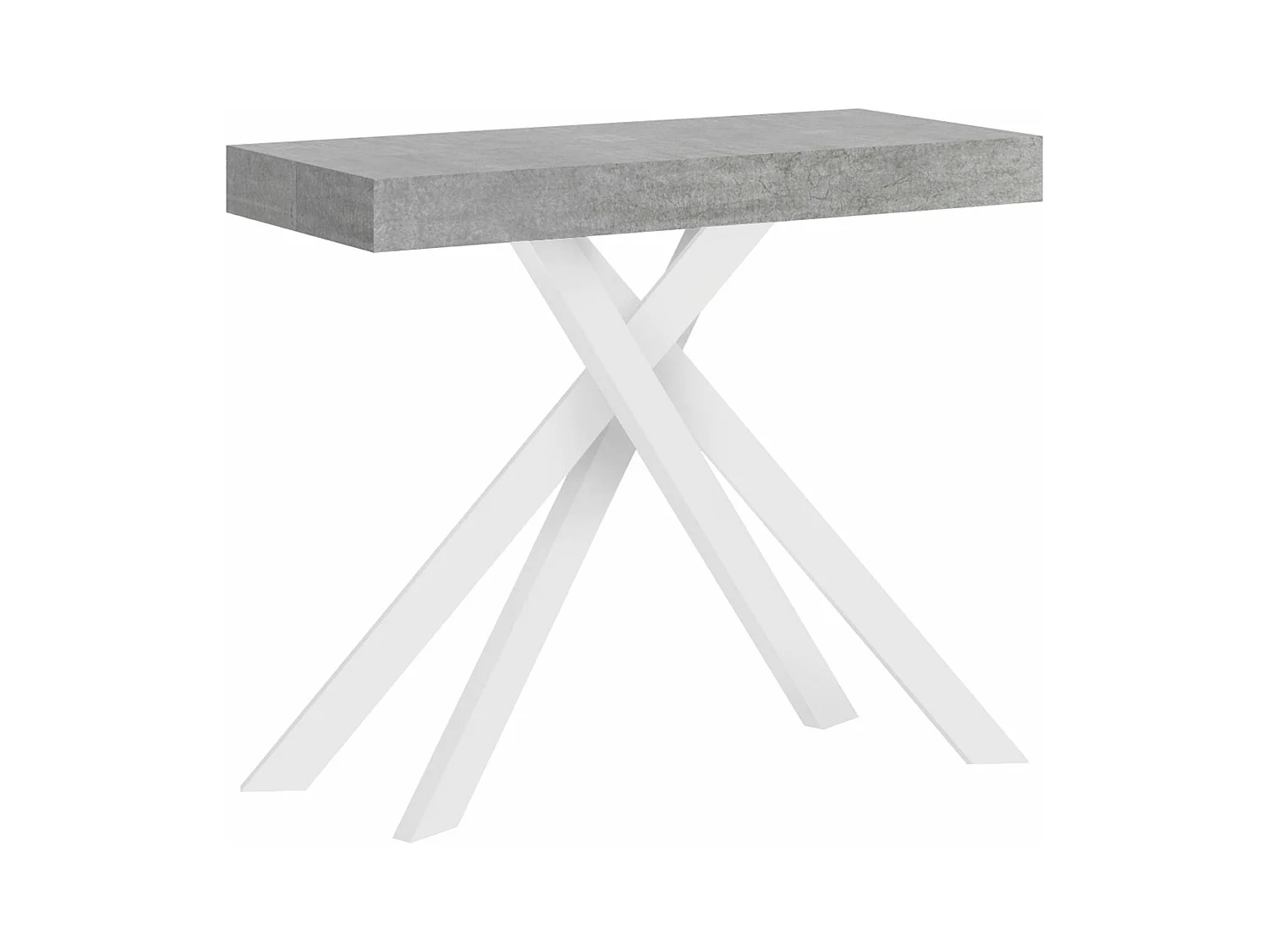 Uitschuifbare sidetable 90x40/196 cm Krack Small cement met wit poten